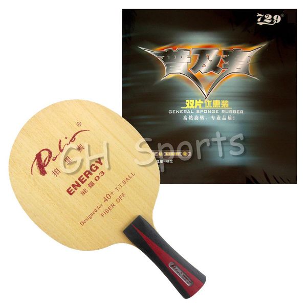 

pro table tennis (pingpong) combo racket: palio energy 03 blade with 2x ritc729 general rubbers long shakehand fl