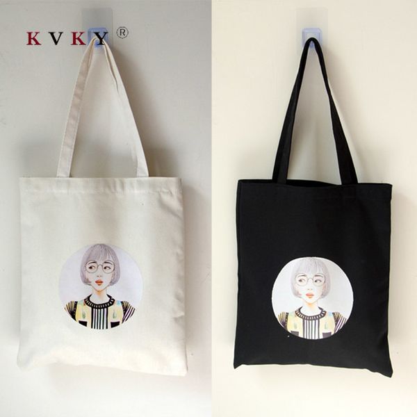 

women canvas shopping bags white foldable cloth cotton bag female tote shoulder bag reusable eco shopper bolsa reutilizable