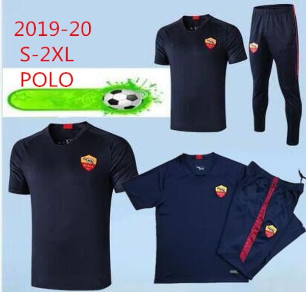 

2019 roma polo soccer training suit jersey 1920 polo iturbe totti de rossi tracksuits soccer jerseys roma uniform size s-2xl, Black;yellow