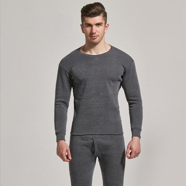 

men lingerie sleepwear men winter autumn 2pcs winter o-neck thermal suit keep warm sleepwear +pants underwear set, Black;white