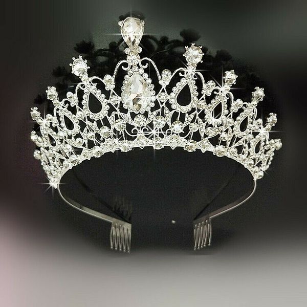 

bridal wedding crown rhinestone crystal tiara hair band princess prom headband head accessories women halloween jewelry, Golden;white