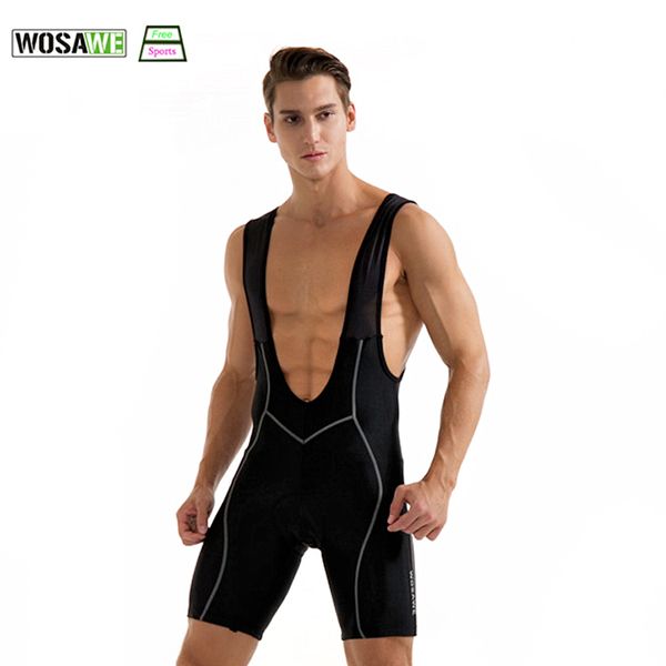

wosawe riding sport vest men's cycling clothing bicycle straps sportswear bike bib shorts 3d padded braces pants, Black