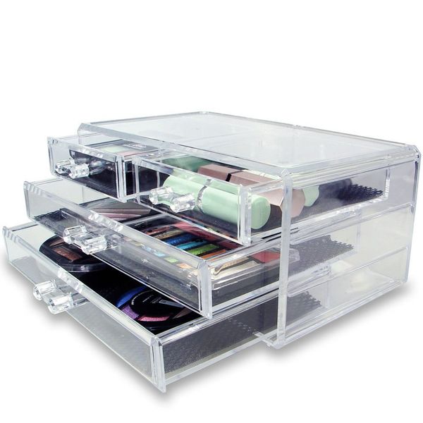 2019 Novelty 3 Layer Clear Acrylic Drawers Style Makeup Cosmetics