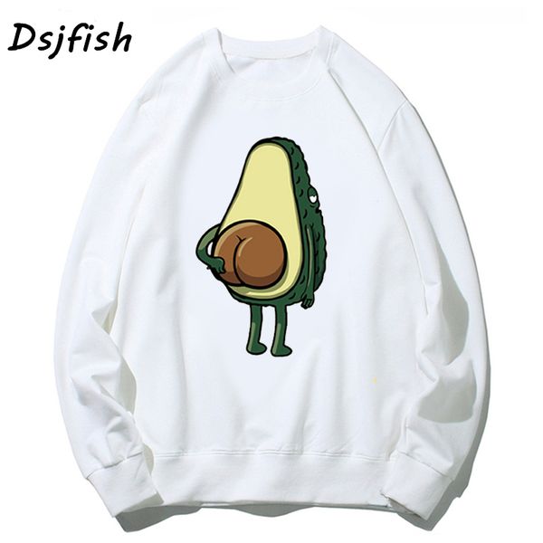 

авокадо смешные мужские hoodies streetwear хлопок повседневный белый мультфильм мода балахон с длинным рукавом унисекс одежда женщин толстов, Black