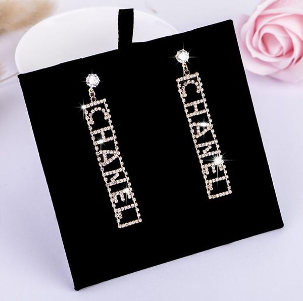 

Мода Длинные Дизайнерские Серьги Кулон для Женщин Ювелирные Изделия Марка Буквы Кристалл Серебро Золото Цвета Серьги Мотаться S L Размер