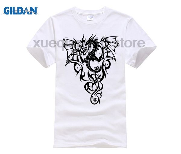 

tribal dragon tattoo design stencil t shirt, White;black