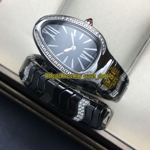 

vsf v2 версия serpenti spiga 102129 sp35bsdbcsd1.1t черный циферблат швейцарский кварцевый механизм женские часы керамические tubogas ремешо, Slivery;brown