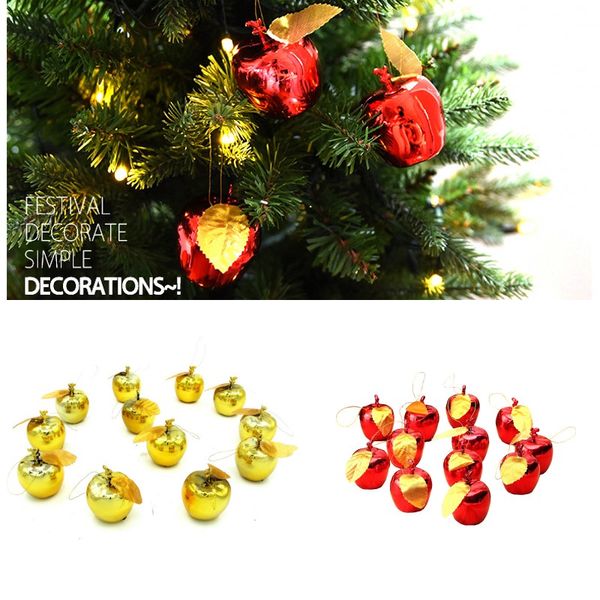 

gold-plated christmas apple pendant christmas tree apple hanging 12 pcs/lot apple decorations mall restaurant xmas tree decor