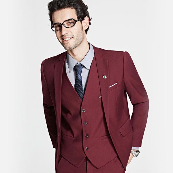 

жених смокинги бизнес платье формальная blazer set одна кнопка свадебные костюмы slim fit social свадебный костюм (куртка + брюки + жилет) a, White;black