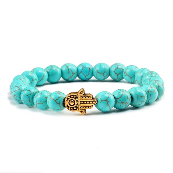 

beads bracelets for women men classic 8colors natural stone elastic bracelet mini gold silver hand prayer beaded bangles jewelry, Black