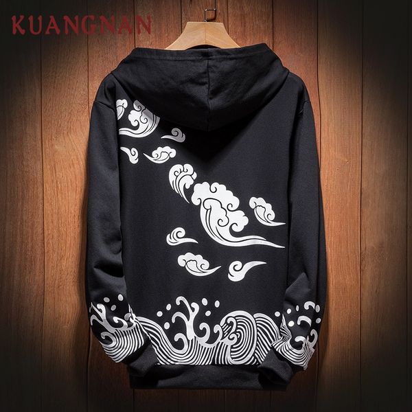 

kuangnan chinese style hoodies men harajuku japanese streetwear hoodie men sweatshirt hip hop black mens hoodies 2019 spring new