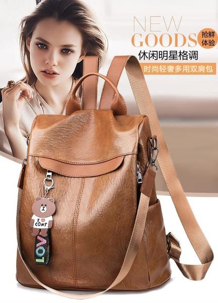 

backpack 2019 new pu backpack wild fashion large capacity ladies anti-theft bag outdoor travel bag