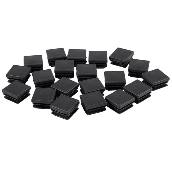 

20 pcs plastic square blanking end caps tube inserts 25mm x 25mm, Black