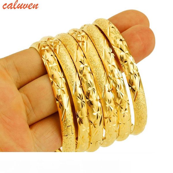 

8mm 6pcs lot dubai gold bangles for women men gold color ethiopian bracelets african bangles bracelets jewelry 6pcs lot mx190727, Black