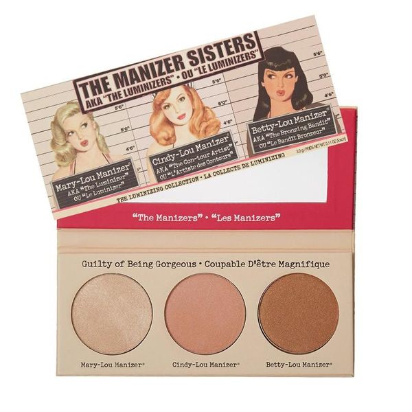 

makeup cosmetics manizer sisters 3 color face pressed powder betty-lou cindy-lou shimmer powder palette bronzers highlig 4396888