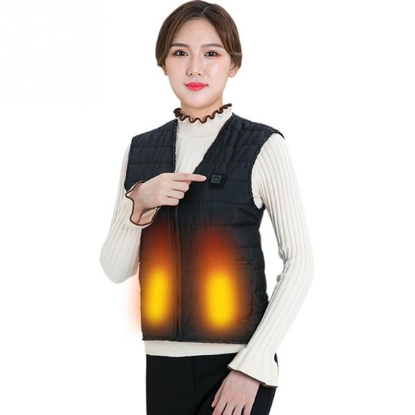 

men women outdoor usb heating vest jacket three grades hiking skiing winter flexible electric thermal clothing waistcoat, Black;white