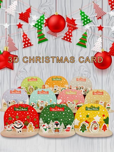 

christmas cards set cute cartoon handmade 3d card envelopes greeting card for friends family festivals major holiday gifts