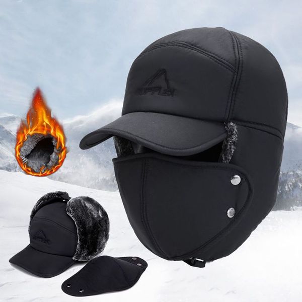 

winter hat sports earflap windproof baseball cap outdoor sports hunting trapper hat protective face mouth apparel accessories, Blue;gray