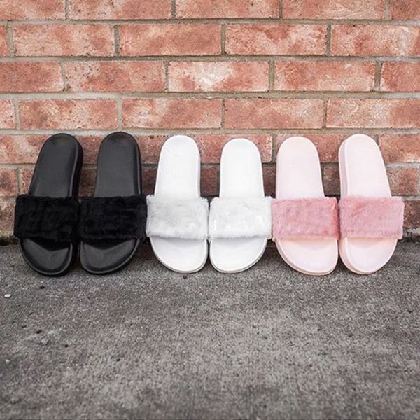 

new leadcat fenty rihanna shoes women slippers indoor sandals girls fashion scuffs pink black white grey fur slides without box high quality