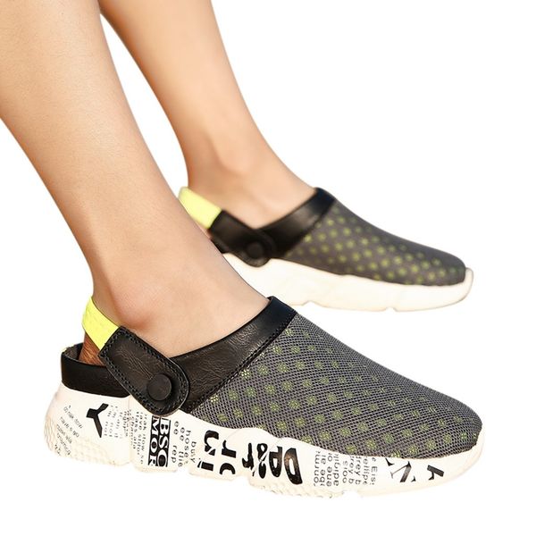 

summer mesh men shoes breathable sandals casual beach cover toe shoe male large size shoes flip flops sandalias erkek ayakkabi, Black