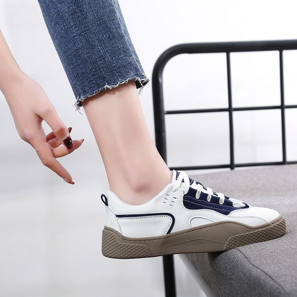 

korean leisure time school wind plate shoes 2019 new pattern spring joker comfortable flat bottom ins chalaza sneakers woman, Black