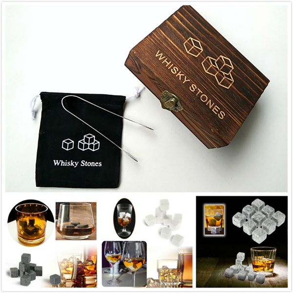 

whiskey stones with words wooden box whisky rocks stones square stone wood box