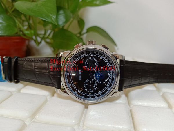 

buy mens watches 40 mm 5270g 5270g-001 perpetual calendar stainless steel case black dial asia automatic movement leather strap watc, Slivery;brown