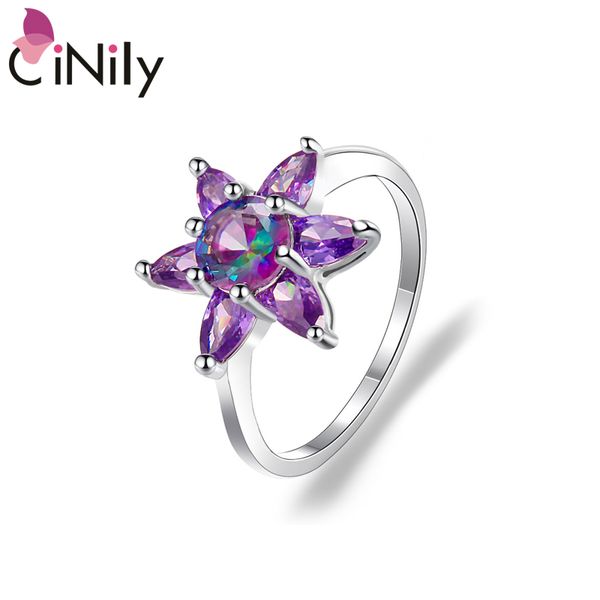 

cinily cubic zirconia silver-plated rings for women zircon ring jewelry anniversary gift size 6-9 nj479, Golden;silver