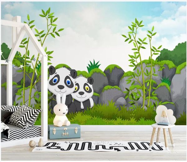 

custom p wallpaper for walls 3 d murals wallpapers modern cartoon panda forest living room background wall paper mural decor