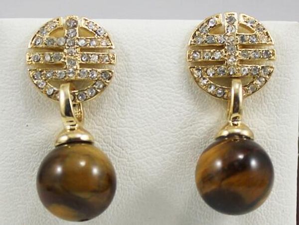 

envÃ­o gratis clÃ¡sico ojo de tigre natural jade gota pendiente, Silver