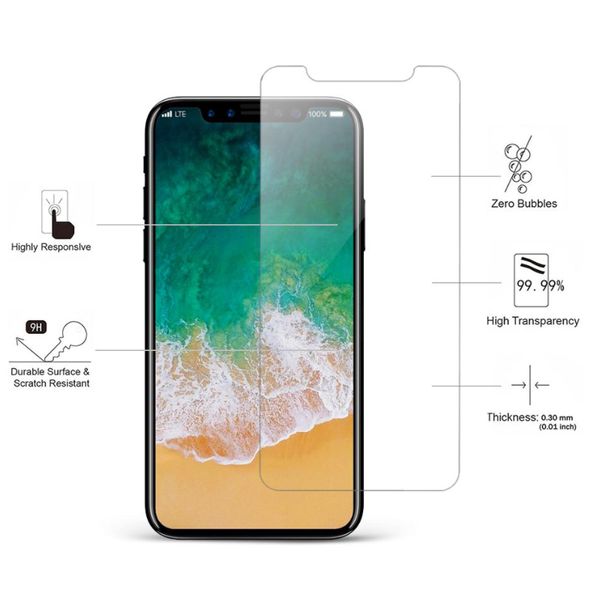 

Hot For iPhone XS Max XR Tempered Glass Screen Protector For iPhone Pixel 3XL Film 0.33mm 2.5D 9H Paper Package 200pcs