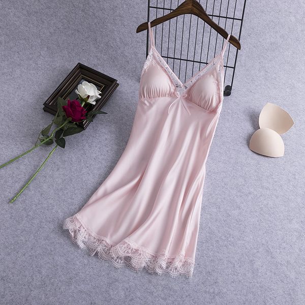 

lace spaghetti strap nightdress sleepwear female satin intimate lingerie nightgown silky home dressing gown nightwear, Black;red