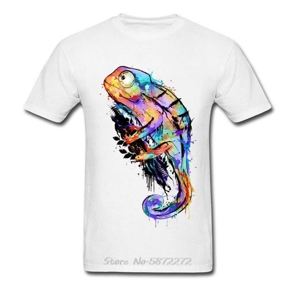 

хамелеон тенниска для мужчин новизна vaporwave футболка лето хлопок great tshirt подарков рептилия животных тройники, White;black