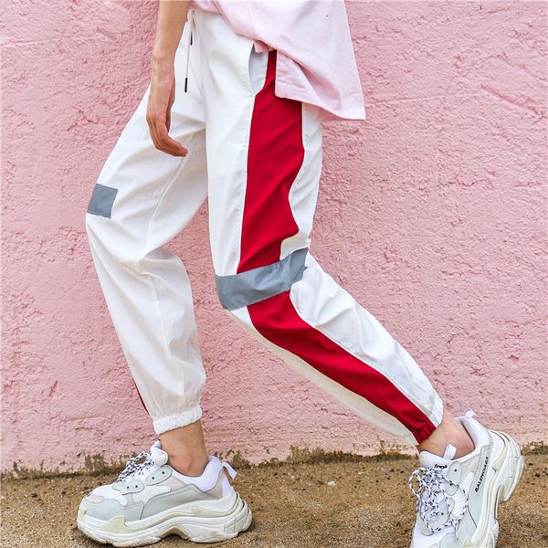 

женщин гетры штаны женщины 2019 новая мода женщина хоп брюки высокой талией сыпучие гарем тонкий штаны хип-хоп повседневный брюк, Black;white