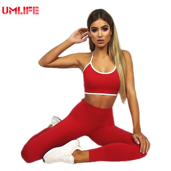

women yoga sets fitness workout gym running sports bra+pant suit set seamless bras elastic leggings pants for women, White;red