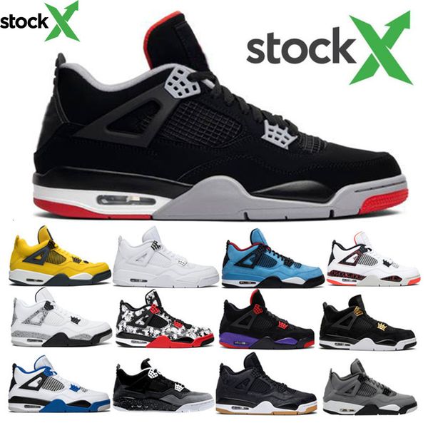 

2020 bred white cement 4 4s what the cactus jack grey mens basketball shoes fiba motosports blue men sports designer sneakers trainers, Black