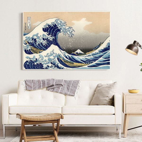 

japanese ukiyo-e wave canvas painting kanagawa surfing mount fuji vintage posters wall art canvas pictures for living room decor