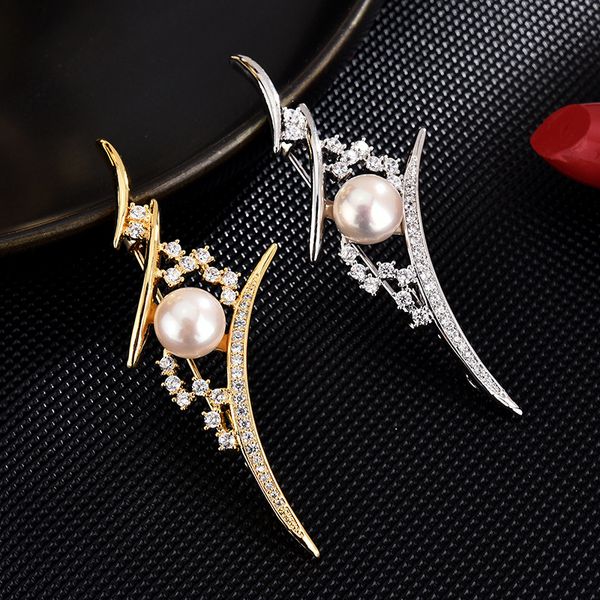 

crystal brooch high-end brooches for women enamel pin fashion jewelry pearl hijab pins dress coat accessories gifts for women, Gray