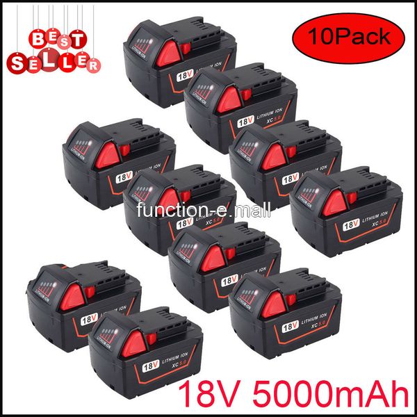 

New 10pc 18v 5000mah battery for milwaukee 48 11 1830 0824 24 v18 m18 m18bx v18