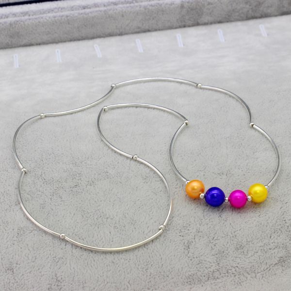 

fashion women 925 silver pearl jewelry diy pure silver fashion freshwater pearl necklace bracelet dual-use jewelry, Black