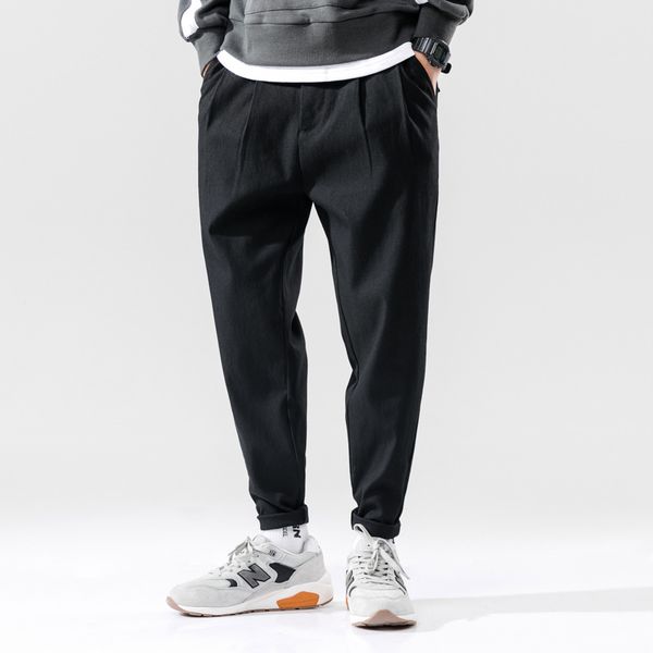 

2019 new style clamshell bag casual pants men's solid color japanese-style loose-fit baggy pants men's popular brand skinny casu, Black