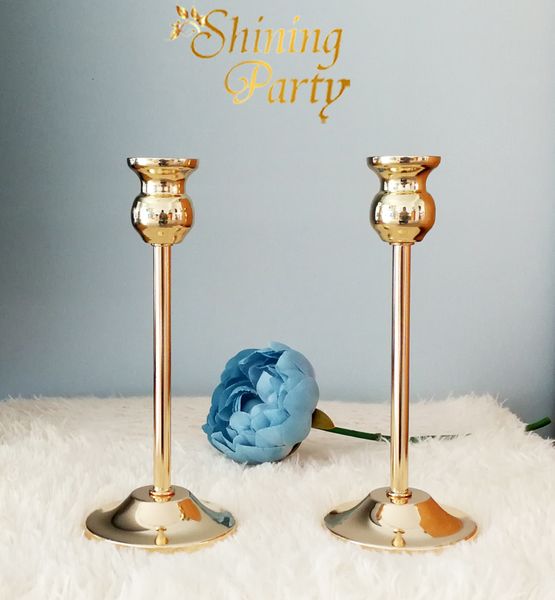 

2pcs/lot tall 20cm(8\) golden metal candle holders ornament candle stand candlestick wedding party christmas home decoration