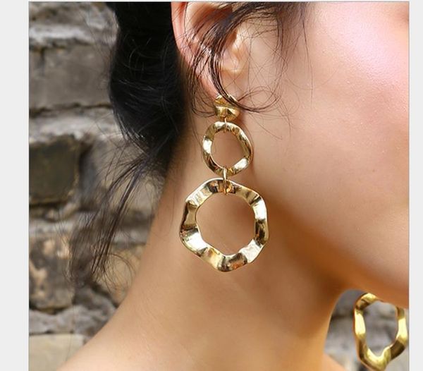 

jewelry simple geometry business baitao earrings women's creative irregular personality smooth earrings, Golden;silver