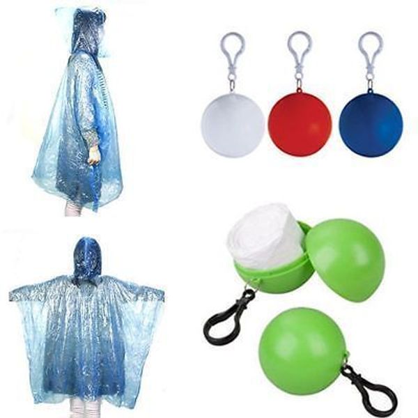 

bpraincoat disposable portable rain jacket poncho keyring ball raincoats jj-syyy59, Red;brown