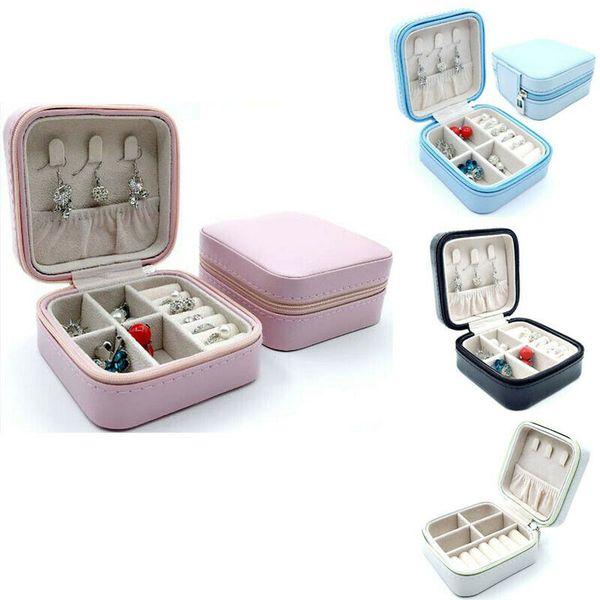 

travel cosmetic leather jewelry storage case ring earring necklace organizer home outdoor cosmetic bags jewelry cases