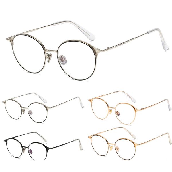 

glasses frame women men metal frame round flat eyeglasses black silver gold eyeglass myopia optical eyeware