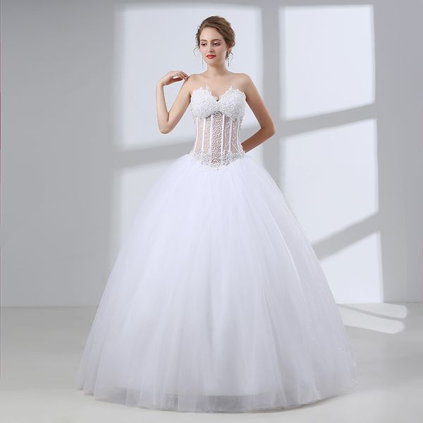 

delicate sweetheart tulle sparkle wedding dress pearls beading luxury ball gown wedding dress floor length vestidos de novia, White