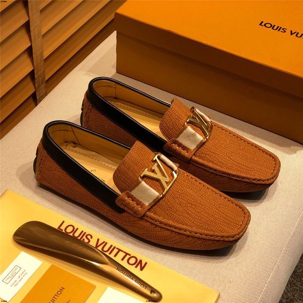 

19ff italian mens casual shoes luxury brands loafers suede leather designers boat shoes men moccasins for men skor, Black