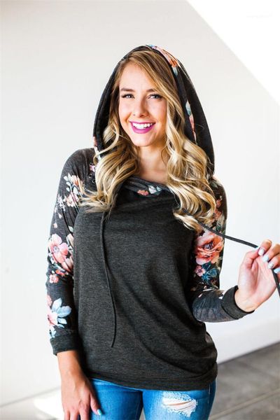 

printed drawstring velveted hoodies long sleeve hip hop couples clothing women hooded slim hoodie designer floral, Black
