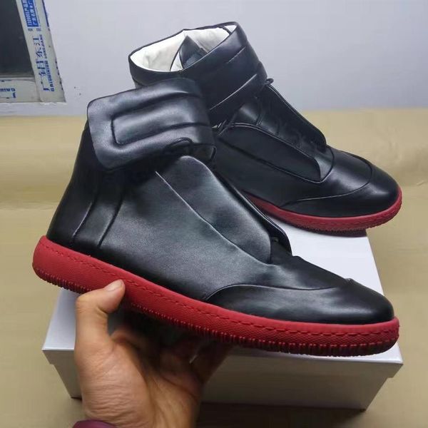 

designer brand maison martin margiela casual shoe genuine leather fashion shoes high red bottoms men sneakers with box 31, Black